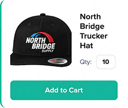 Product mockups generated in real time on a webstore product page